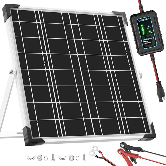SUNAPEX 15W‎ 12V Solar Battery Charger Maintainer – Waterproof Trickle Charger - Picture 1 of 7